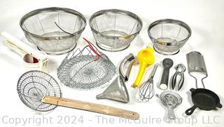 Kitchen Tools Including Sieves, Colanders, Scoops & Presses