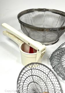 Kitchen Tools Including Sieves, Colanders, Scoops & Presses