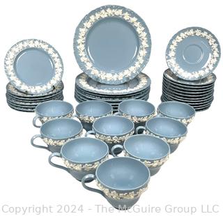 Set of Blue Wedgwood of  Etruria & Barlaston Embossed Queensware Dinnerware