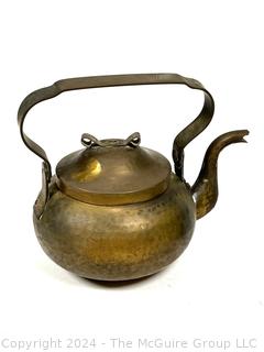 Hammered Brass Tea Kettle and Two (2) Tankards