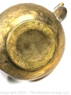 Hammered Brass Tea Kettle and Two (2) Tankards