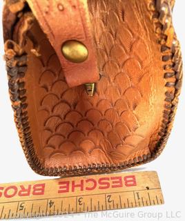 Hand Tooled Made in Mexico Saddle Leather Hand Bag. 