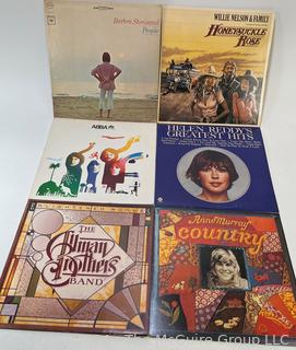 Six (6) Vinyl LP Records - Barbra Streisand, Willie Nelson, Helen Reddy, Abba, Allman Brother’s Band & Anne Murray