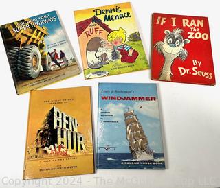 Five (5) Vintage Children's Books Including First Edition IF I Ran a Zoo by Dr. Seuss.  Damage to spine. 