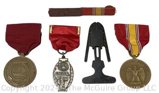 Service Medals Including US Navy Good Conduct, Illinois State HS & National Defense Medal.