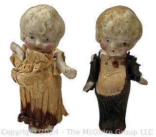 Antique Bisque Wedding Caked Bride & Groom Wedding Cake Toppers