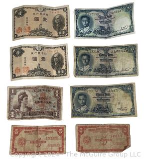 Japan, Thailand and Philippine Currency and A US Military Script note