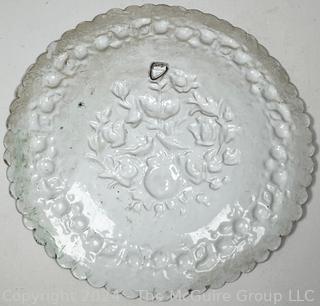 Persian Minakari Embossed Enamel Painted Floral Scalloped Edge Bowl.  16" diameter