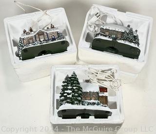 Three (3) Thomas Kinkade Christmas Village Lighted Houses