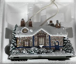 Three (3) Thomas Kinkade Christmas Village Lighted Houses