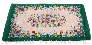 Hooked Area Rug with Floral Center Medallion