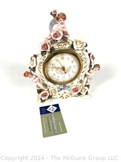 Porcelain Cherubs with Flowers Mantel Clock (Electric)