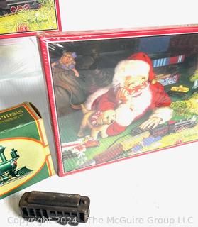 Hallmark Train Ornaments, Jigsaw Puzzles and Book