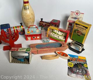 Group of Vintage Toys and Bowling Pin.