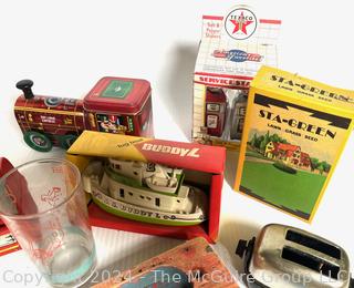 Group of Vintage Toys and Bowling Pin.