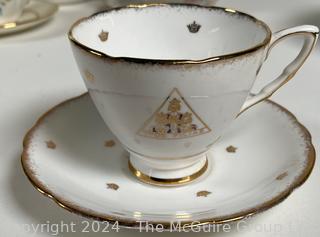 Nine (9) Porcelain Teacups and Saucers, Mixed Patterns