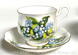 Nine (9) Porcelain Teacups and Saucers, Mixed Patterns