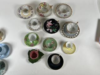 Eleven (11) Teacups and Saucers in Mixed Patterns 