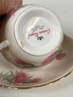 Nine (9) Porcelain Teacups and Saucers, Mixed Patterns, Mostly Continental