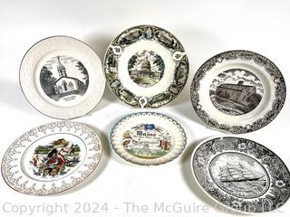 Six (6) Souvenir and Travel Transferware Porcelain Plates