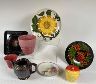 Hand Painted Pottery Plates Trays and Planters