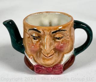 Group of Decorative Items Including Porcelain Teapots, Crystal Dish, and Toby Mug