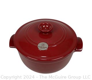 Red Emile Henry's Flame Casserole Dutch Oven.  11" diameter