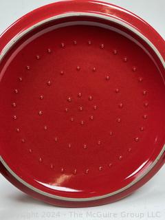 Red Emile Henry's Flame Casserole Dutch Oven.  11" diameter