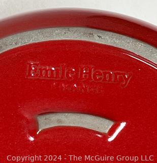 Red Emile Henry's Flame Casserole Dutch Oven.  11" diameter