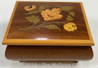 Mixed Group of Porcelain Dishware and Inlaid Wood Music Box