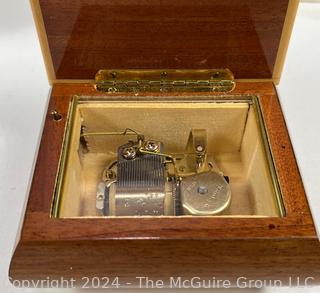 Mixed Group of Porcelain Dishware and Inlaid Wood Music Box