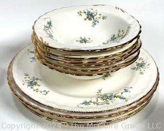 Mixed Group of Porcelain Dishware and Inlaid Wood Music Box