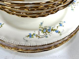 Mixed Group of Porcelain Dishware and Inlaid Wood Music Box