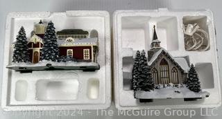 Two (2) Thomas Kinkade Christmas Village Lighted Houses