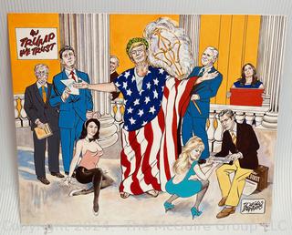 Unframed Original Political Comic Illustration Signed by Falls Church City Local Artist Douglas Edwards.