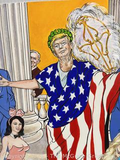 Unframed Original Political Comic Illustration Signed by Falls Church City Local Artist Douglas Edwards.