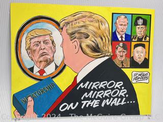 Unframed Original Political Comic Illustration Signed by Local Artist Douglas Edwards..