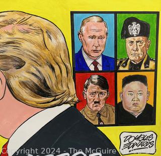 Unframed Original Political Comic Illustration Signed by Local Artist Douglas Edwards..