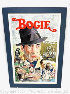 Unframed Original Paint on Paper of Humphrey Bogart Signed by Artist Douglas Edwards.