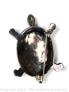 Two (2) Turtle Brooches, One Sterling Silver and Mother of Pearl 