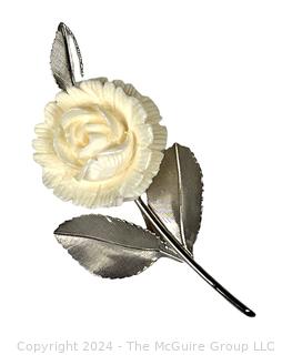 Sterling Silver Flower Brooch Signed Beau. 8.3g