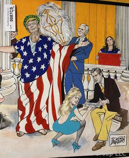 Unframed Original Political Comic Illustration Signed by Falls Church City Local Artist Douglas Edwards.