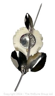 Sterling Silver Flower Brooch Signed Beau. 8.3g