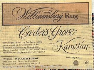 Wool Karastan "Carter's Grove" Williamsburg Rug Design #554.  8'3" x 11'7"