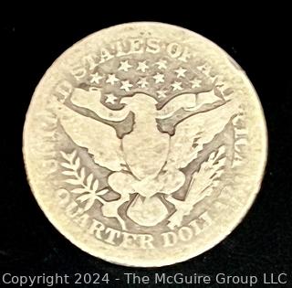 1912 Barber 25C Silver Quarter Coin