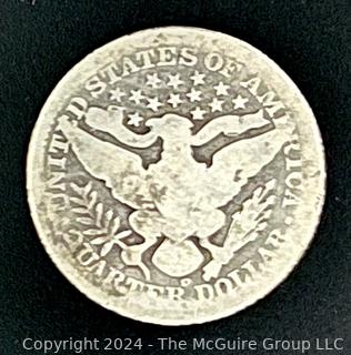 1908-D Barber 25C Silver Quarter Coin