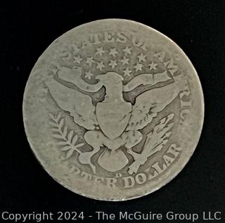 1909-D Barber 25C Silver Quarter Coin