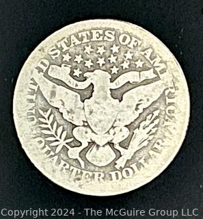 1911 Barber 25C Silver Quarter Coin