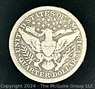 1910 P Barber Quarter Dollar Coin