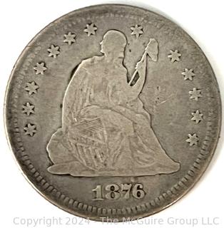 1876 Seated Liberty Silver Quarter